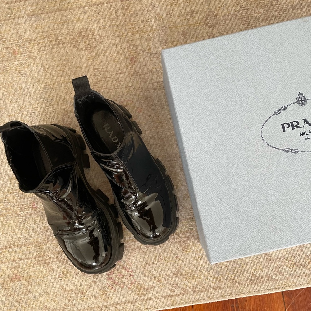 Patent Leather PRADA Monolith boots
